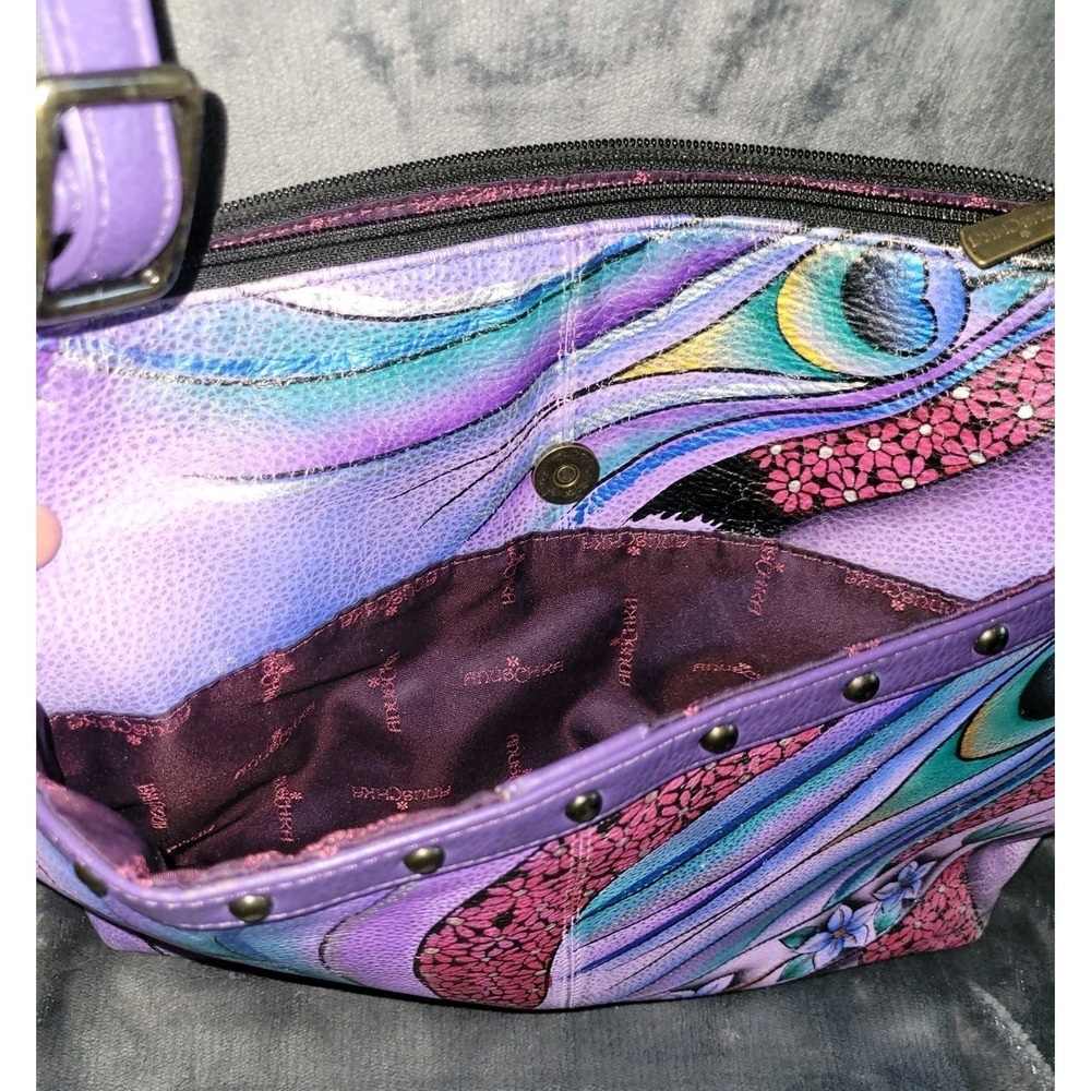 Anuschka Leather Hand Painted Cross Body Adjustable Style Strap Purse/ Bag - Picture 4 of 16